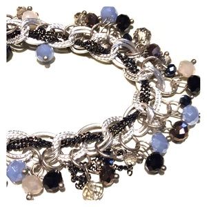 EUC Silver, Black, Opalescent & Clear Necklace